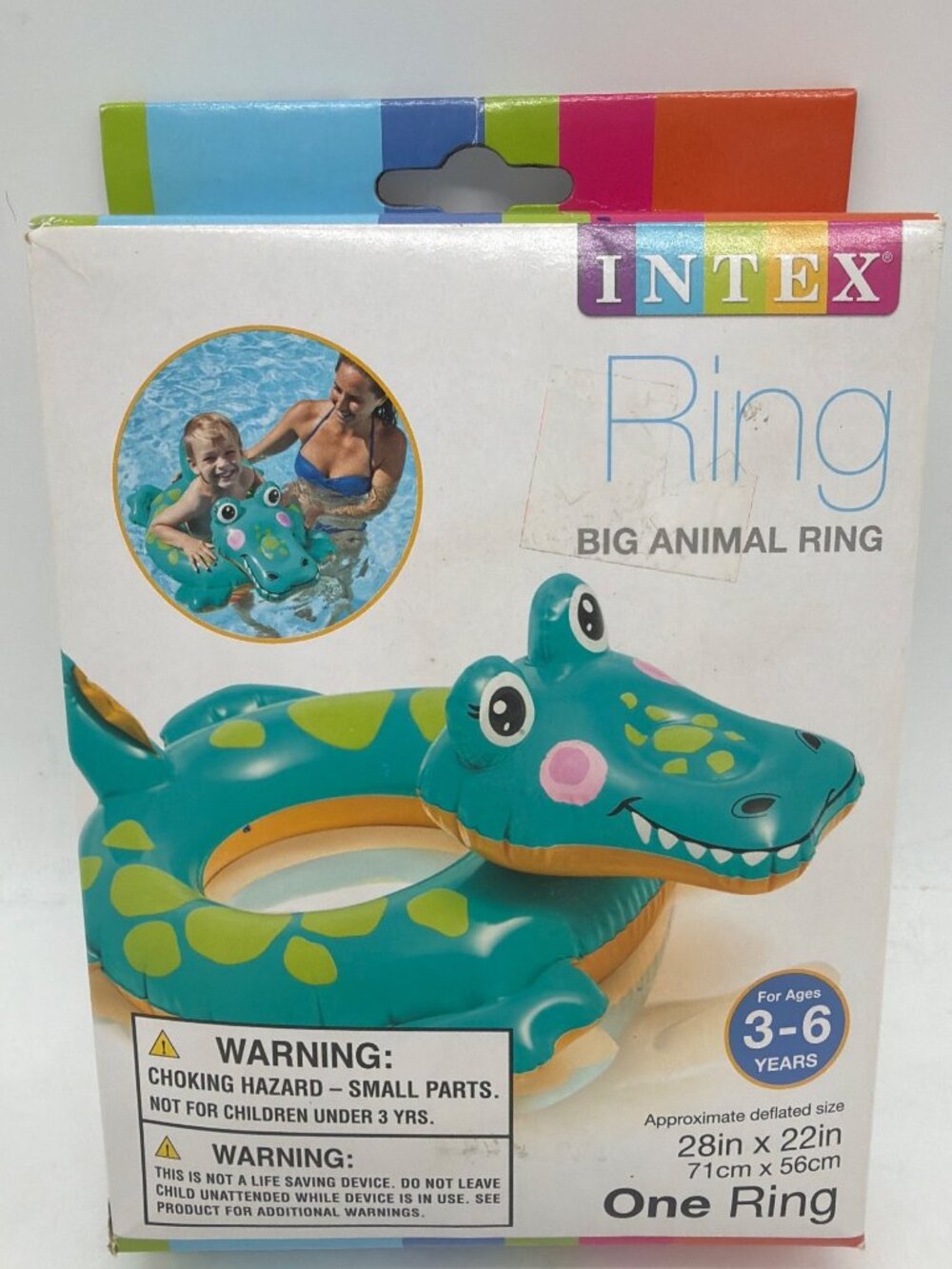 Intex Inflatable Crocodile Big Animal Swim Ring 28" x 22" For Kids Aged 3-6 Year